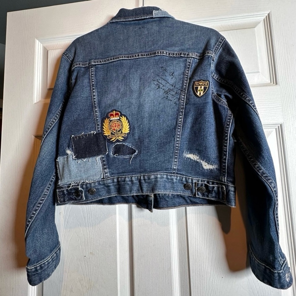 Lauren Womens Ralph Lauren Navy Pocketed Distressed Patchwork Boxy
Button Up Den - Picture 10 of 10